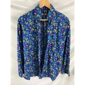 Alan Flusser Mens Tropical Print Button Down Shirt Size Small